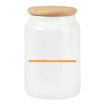 orange bar whirled orange - Cookie Jar with Wooden Lid - white - Front