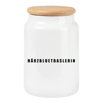 Härzbluetbaslerin Kanton Basel - Keksdose mit Holzdeckel - Weiß - Vorne