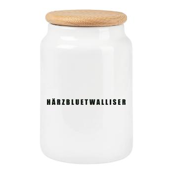 Härzbluetwalliser Kanton Walliser - Keksdose mit Holzdeckel - Weiß - Vorne