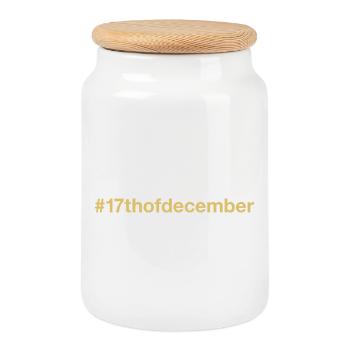 Né le 17 décembre Anniversaire - Boîte à biscuits avec couvercle en bois - blanc - Devant