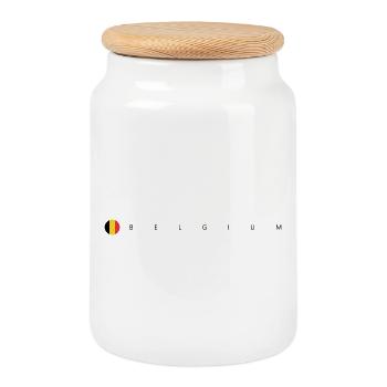 Drapeau de la Belgique - Boîte à biscuits avec couvercle en bois - blanc - Devant