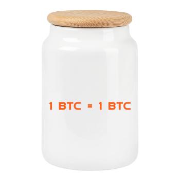1 BTC = 1 BTC - Boîte à biscuits avec couvercle en bois - blanc - Devant