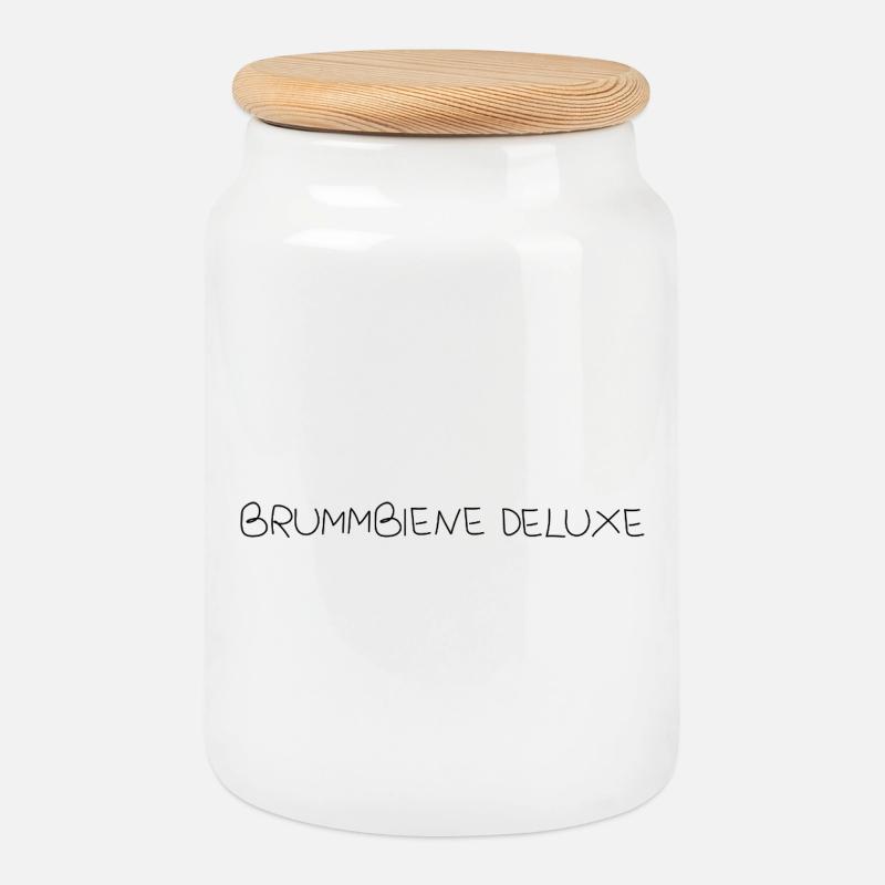 Brummbiene deluxe - Keksdose mit Holzdeckel - Weiß
