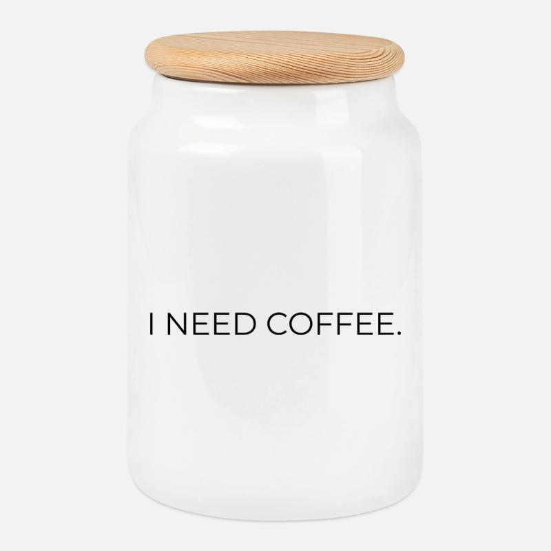I_NEED_COFFEE- - Keksdose mit Holzdeckel - Weiß