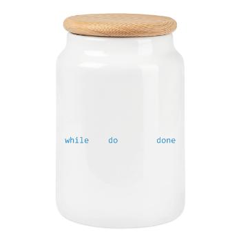 Le travail ne s’arrête jamais, sombre - Boîte à biscuits avec couvercle en bois - blanc - Devant