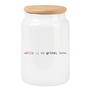 Le grind ne s’arrête jamais, léger - Boîte à biscuits avec couvercle en bois - blanc - Devant