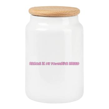 rescue is my favourite breed - Cookie Jar with Wooden Lid - white - Front