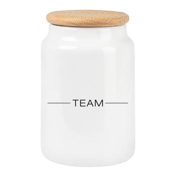 Team Linie - Keksdose mit Holzdeckel - Weiß - Vorne