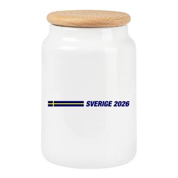 Suède 2026 Flag Sverige - Boîte à biscuits avec couvercle en bois - blanc - Devant