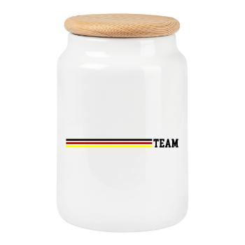 Team Deutschland Fahne - Keksdose mit Holzdeckel - Weiß - Vorne