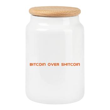 Bitcoin sur Sh !tcoin - Boîte à biscuits avec couvercle en bois - blanc - Devant