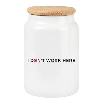 I don't work here. - Keksdose mit Holzdeckel - Weiß - Vorne