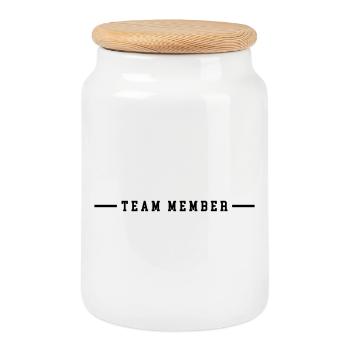 Team Member - Cookie Jar with Wooden Lid - white - Front