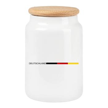 Deutschland Flagge Fahne - Keksdose mit Holzdeckel - Weiß - Vorne