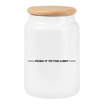 Push It To The Limit - Cookie Jar with Wooden Lid - white - Front