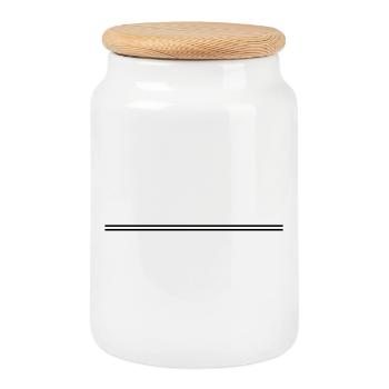 Line Icon - Cookie Jar with Wooden Lid - white - Front