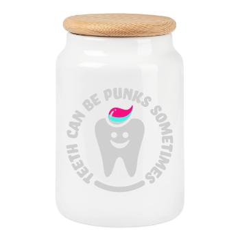teeth punk zahn - Keksdose mit Holzdeckel - Weiß - Vorne