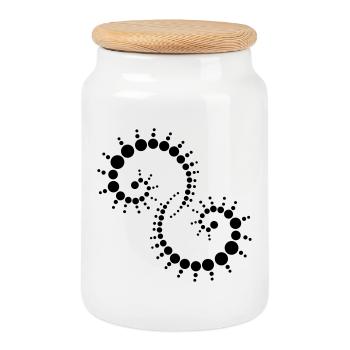 fossil - Cookie Jar with Wooden Lid - white - Front