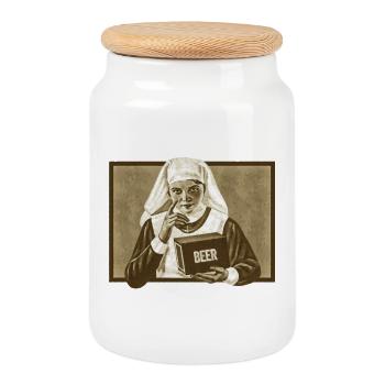 Vintage Bier Werbung - Keksdose mit Holzdeckel - Weiß - Vorne