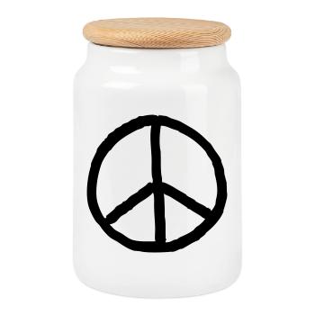 Signe de paix - Boîte à biscuits avec couvercle en bois - blanc - Devant