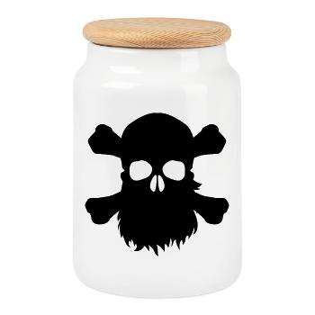 Tête de mort avec une barbe - Boîte à biscuits avec couvercle en bois - blanc - Devant