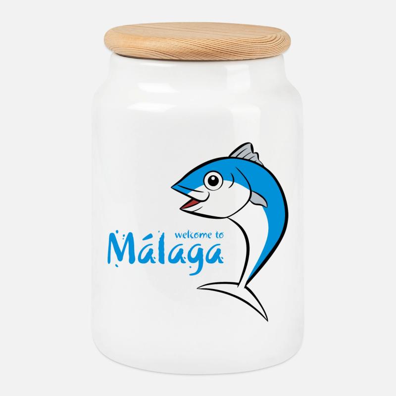 Welcome to Malaga 3 - Keksdose mit Holzdeckel - Weiß
