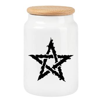 The pentagram - Cookie Jar with Wooden Lid - white - Front