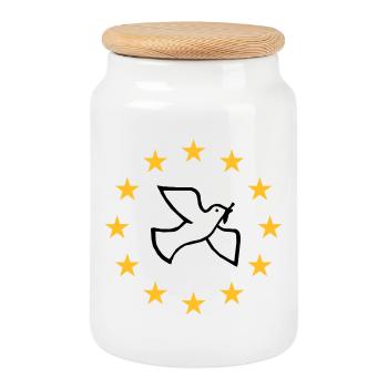 Paix a plongé dans les étoiles - Boîte à biscuits avec couvercle en bois - blanc - Devant