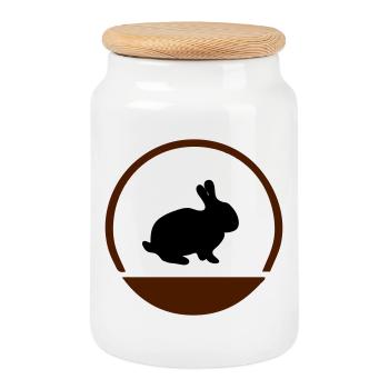Logo lapin - Boîte à biscuits avec couvercle en bois - blanc - Devant