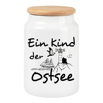 Ostsee Shirt , Fun Shirt Ein Kind der Ostsee (25) - Keksdose mit Holzdeckel - Weiß - Vorne