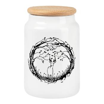 Der Wald - Keksdose mit Holzdeckel - Weiß - Vorne