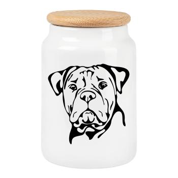OLD ENGLISH BULLDOG OEB Wilsigns Hunde - Keksdose mit Holzdeckel - Weiß - Vorne