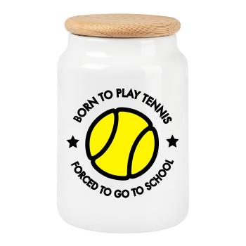 Tennis Kid - Cookie Jar with Wooden Lid - white - Front