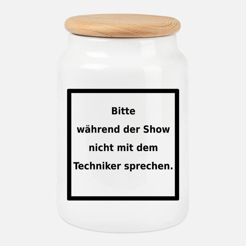 Warnhinweis: Techniker. (black) - Keksdose mit Holzdeckel - Weiß
