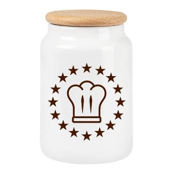 Sternekoch | starred chef - Boîte à biscuits avec couvercle en bois - blanc - Devant