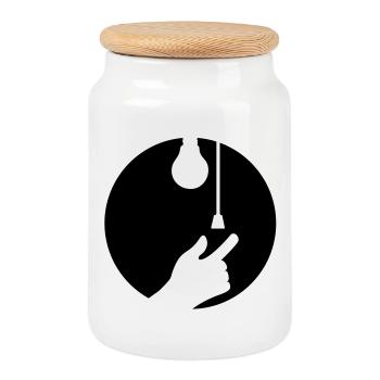 off light - Cookie Jar with Wooden Lid - white - Front