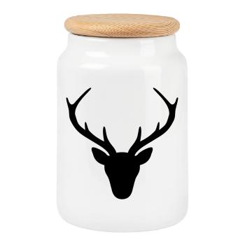 Cerf bois silhouette chasseur cadeau chasseur - Boîte à biscuits avec couvercle en bois - blanc - Devant