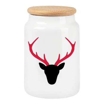 Cadeau de chasseur de bois de cerf - Boîte à biscuits avec couvercle en bois - blanc - Devant