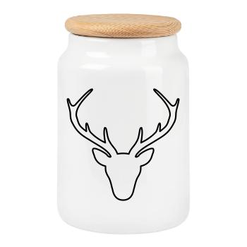 Cerf bois chasseur chasse sauvage cadeau - Boîte à biscuits avec couvercle en bois - blanc - Devant