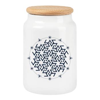 Antahkarana, Sacred Geometry - Cookie Jar with Wooden Lid - white - Front