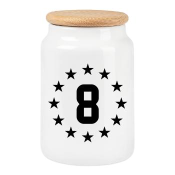 8 years - Cookie Jar with Wooden Lid - white - Front