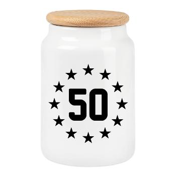 50 years - Cookie Jar with Wooden Lid - white - Front