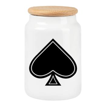 Pik Ass - ace of spades - Keksdose mit Holzdeckel - Weiß - Vorne