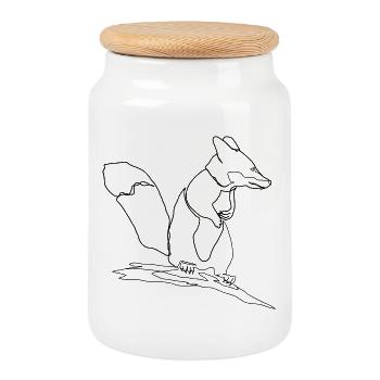 Fox Squirrel Squirrel Fox - Cookie Jar with Wooden Lid - white - Front
