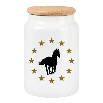 Cheval & Étoiles - Boîte à biscuits avec couvercle en bois - blanc - Devant