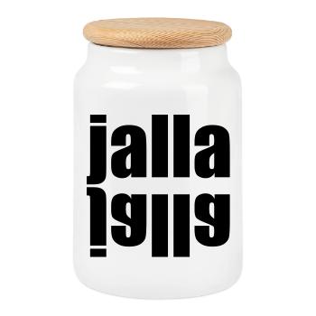 Jalla jalla | schnell schnell - Cookie Jar with Wooden Lid - white - Front
