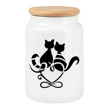 Chats Coeur Symbole Infini Saint Valentin Amour - Boîte à biscuits avec couvercle en bois - blanc - Devant