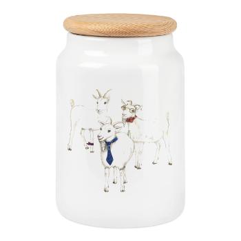 3 funny goats - great gift for goat fans - Cookie Jar with Wooden Lid - white - Front