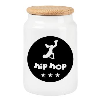 Hip Hop - Boîte à biscuits avec couvercle en bois - blanc - Devant