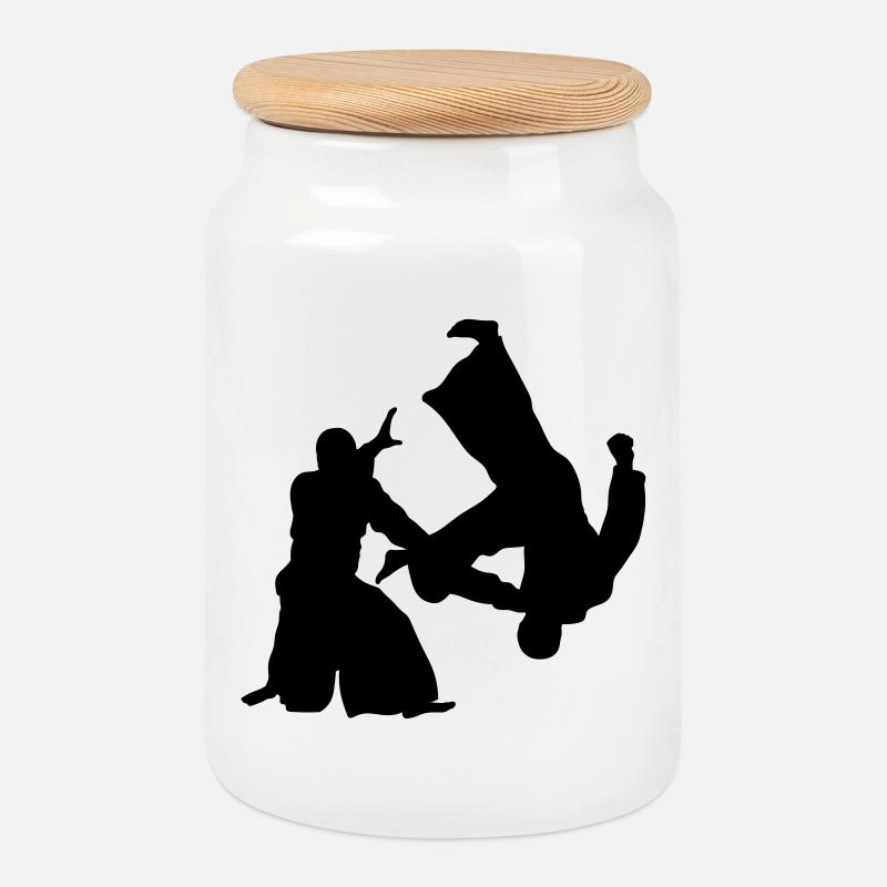 Aikido - Keksdose mit Holzdeckel - Weiß